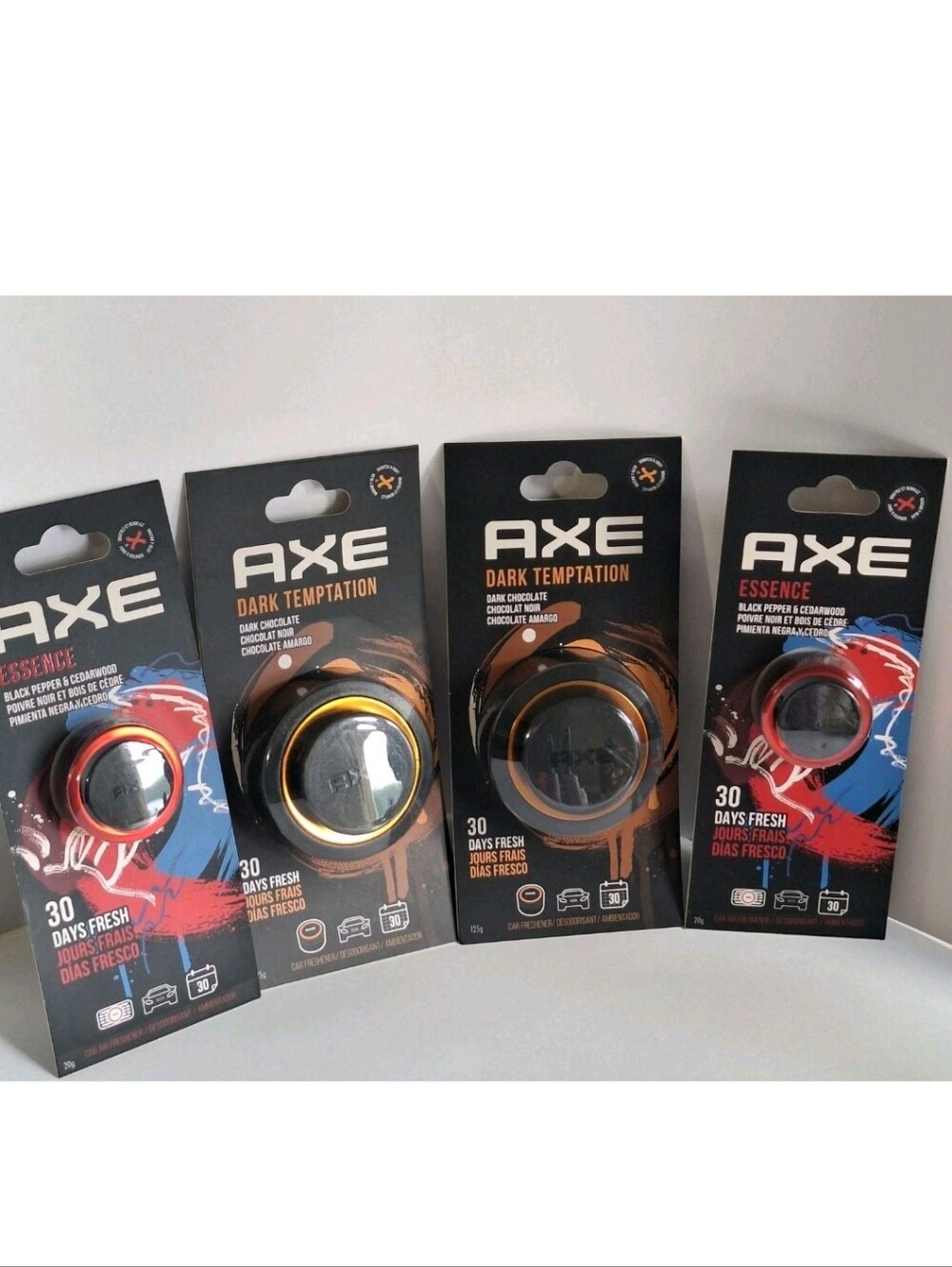 AXE 4 Pack Car Air Freshener 2 Dark Temptation 2 Essence Mini Vent Clips NIP